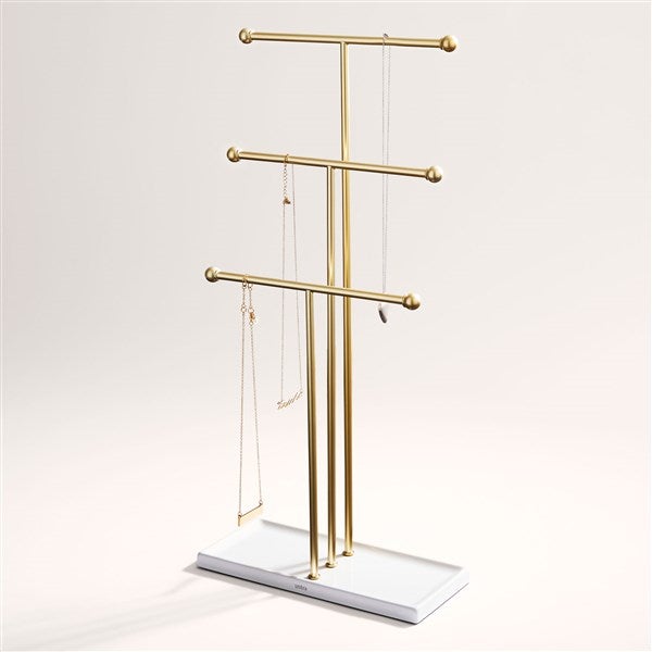 White and Brass Jewelry Stand  - 53032