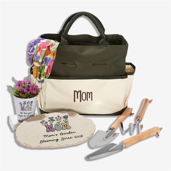 Retro Floral Personalized Gardening Bag Gift Set  - 53138