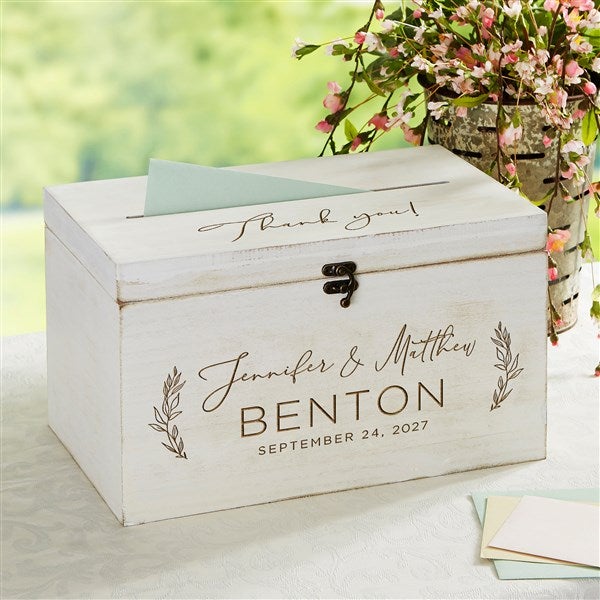 Engraved Elegant Couple Wooden Card Box by Jessie James Decker - 53435