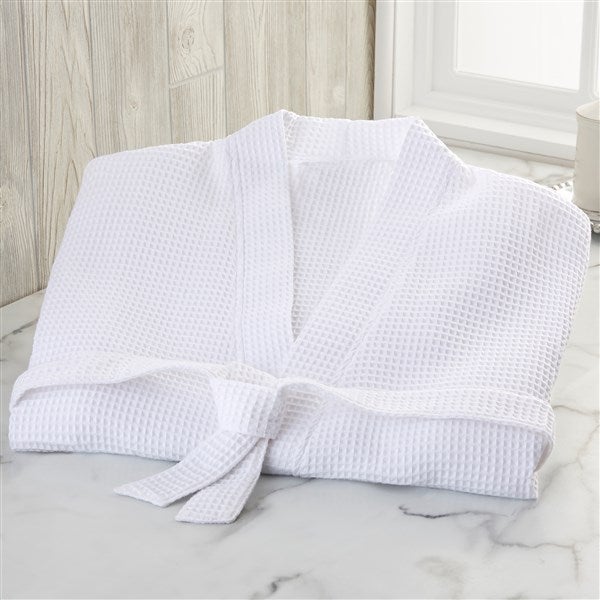 Embroidered White Robe Kittenish Bridal Party Embroidered White Waffle Weave Kimono Robe