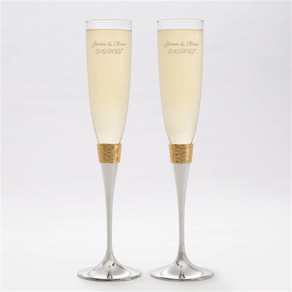 tched Gold Hammered Champagne Flute Set by Jessie James Decker - 53471