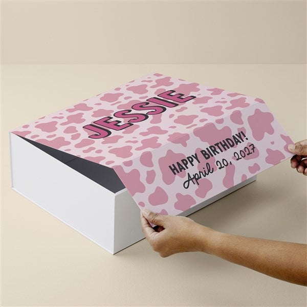 Personalized Dark Pink Cow Print Gift Box by Jessie James Decker - 53507
