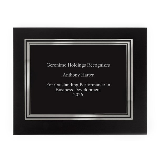 Engraved Black & Silver Recognition Plaque - Medium 5x7"    - 53603