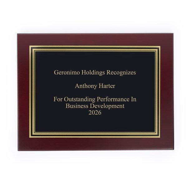 Engraved Mahogany & Gold Recognition Plaque - Medium 5x7" - 53604