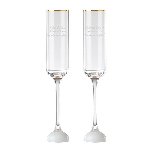 Kate Spade Engraved Happily Ever After Champagne Flute Set - 53753