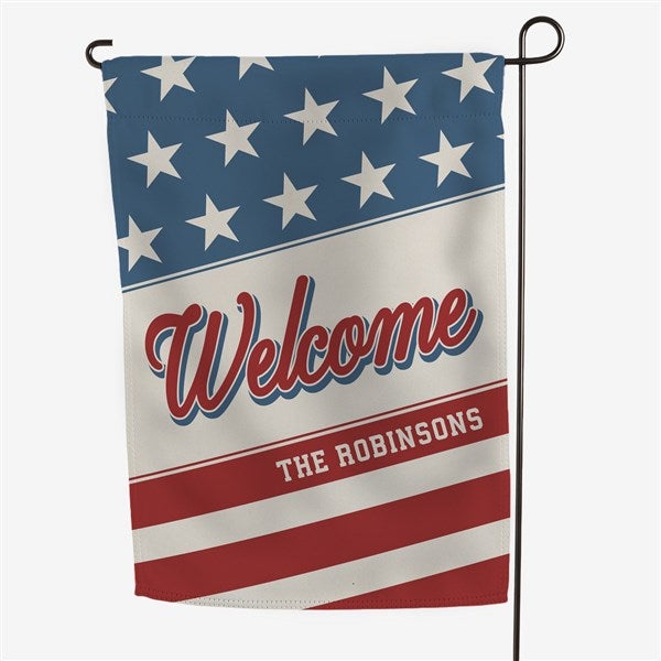Red, White & Welcome Personalized Garden Flag - 54049