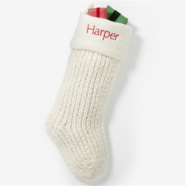 Knit Noel Embroidered Christmas Stocking  - 54169