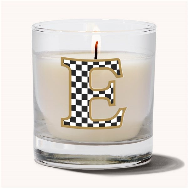 Checkered Initial Personalized 8oz Glass Candle  - 54229
