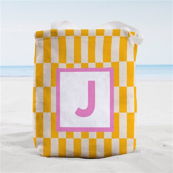 Bright Check Monogram Personalized Terry Cloth Beach Bag - 54255