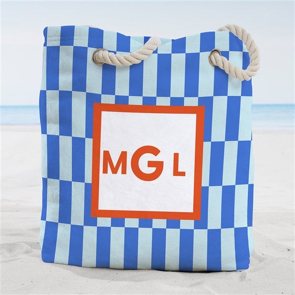 Bright Check Monogram Personalized Terry Cloth Beach Bag - 54255