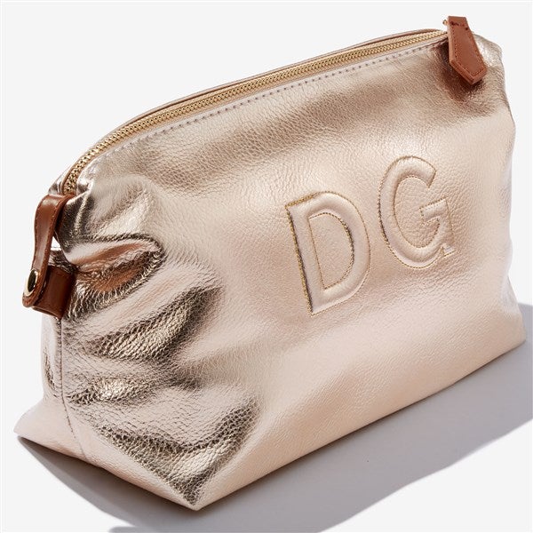 Trapunto Embroidered Vegan Leather Make Up Bags - 54372