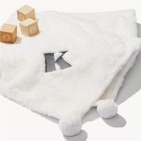 Initial Embroidered Plush Bear Blanket  - 54375