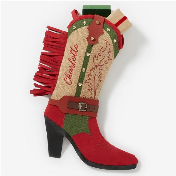 Cowgirl Boot Personalized Christmas Stocking  - 54504