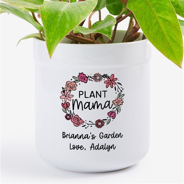 Kittenish Personalized Floral Wreath Flower Pot for Mom   - 54583