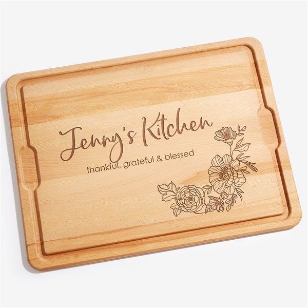 Floral Engraved Hardwood Cutting Board      - 54607