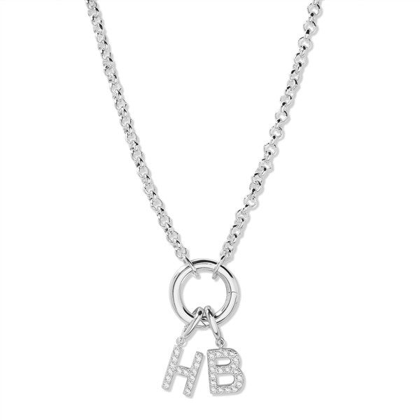 Custom Personalized Silver Initial Charm Necklace - 54677D