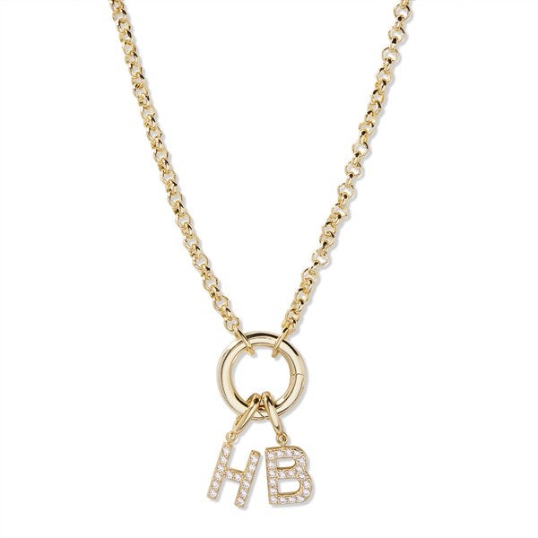 Custom Personalized Gold Initial Charm Necklace - 54678D