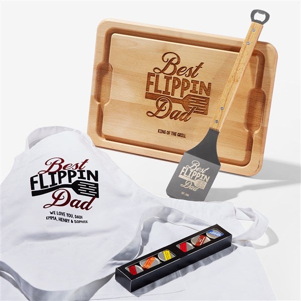 Best Flipping Dad Personalized BBQ Grilling Gift Set  - 54833