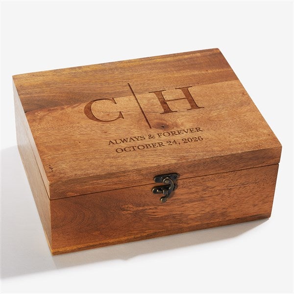 Moody Chic Personalized Wedding Wood Keepsake Box - 54952
