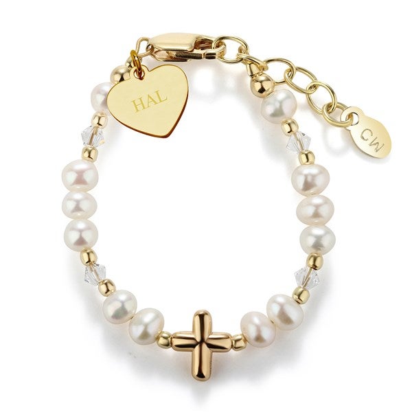 Engraved Children's First Communion 14K Gold/Sterling Bracelet - 55034
