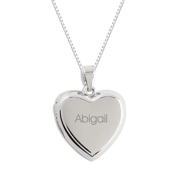 Engraved Kid's Sterling Silver Heart Locket Necklace    - 55097