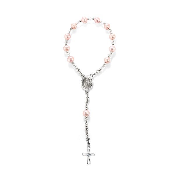 Children's Sterling Silver Rosary in Pink - 55103