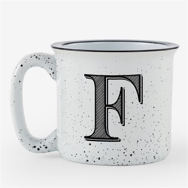 Noir Initial Personalized Speckled Ceramic Camp Mug - 55107