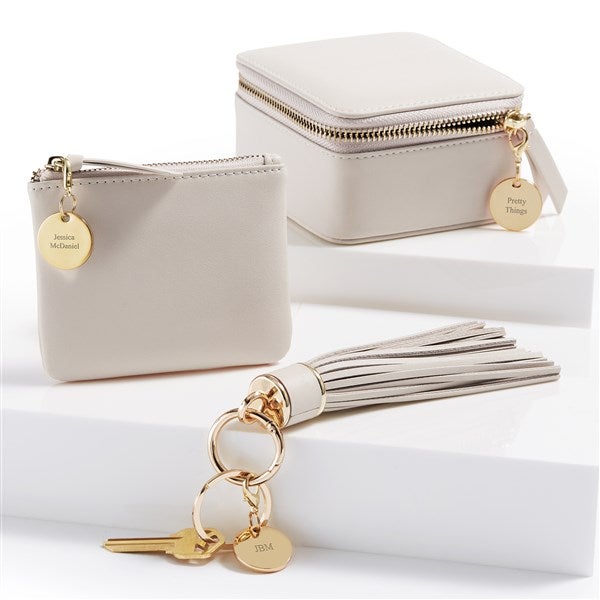 Kittenish Personalized Leather Travel Essentials Gift Set in Cream  - 55116