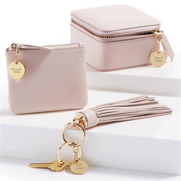 Kittenish Personalized Leather Travel Essentials Gift Set in Blush   - 55118