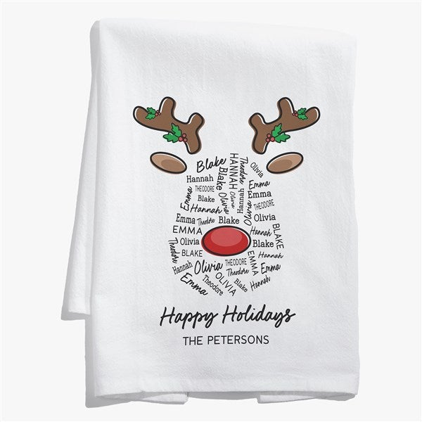 Reindeer Repeating Name Personalized Christmas Tea Towel - 55147