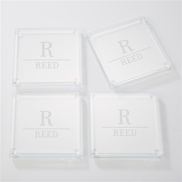 The Signature Personalized Glass Coaster Set and Holder - 55274
