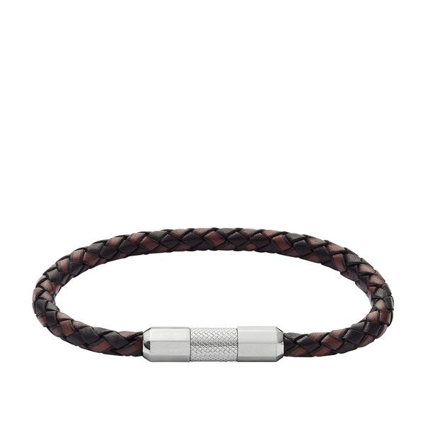 Fossil Knurled Leather Bracelet in Brown - 55461