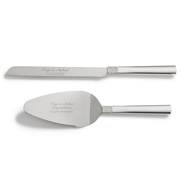 Engraved Lismore Diamond Cake Knife & Server Set - 55470