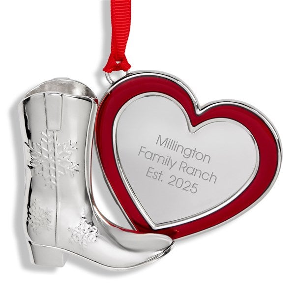 Engraved Cowboy Boot & Red Heart Ornament by Jessie James Decker - 55522