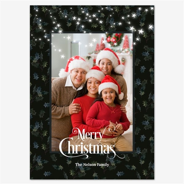 Twinkling Portrait Holiday Personalized Photo Card - 55544D