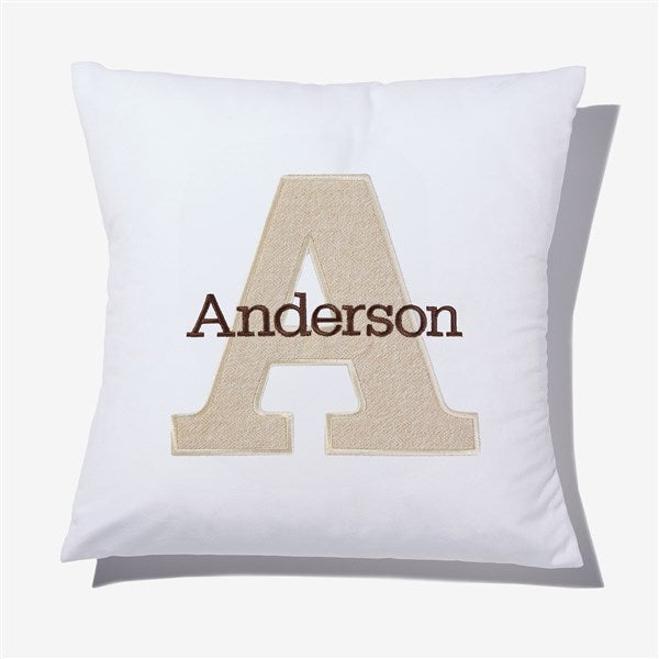 Natural Initial & Name Embroidered Applique Throw Pillow - 55759