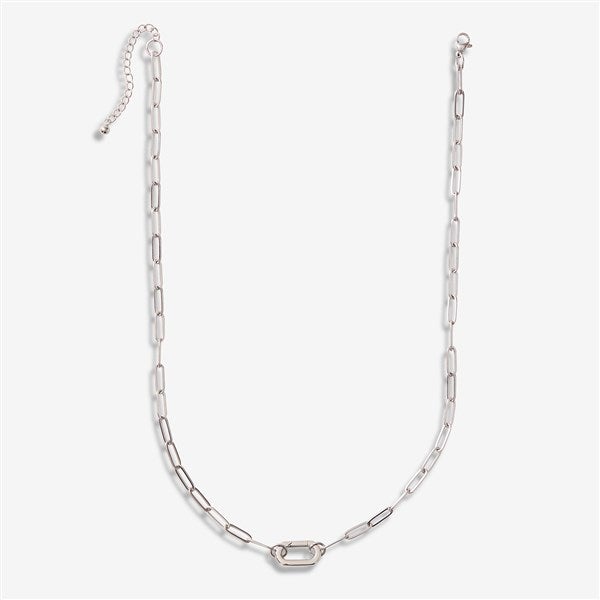 Paperclip Chain Charm Clasp Necklace in Silver - 55848