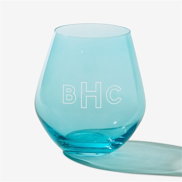 Tinted Sips Engraved Colored Stemless Wine Glasses  - 55849