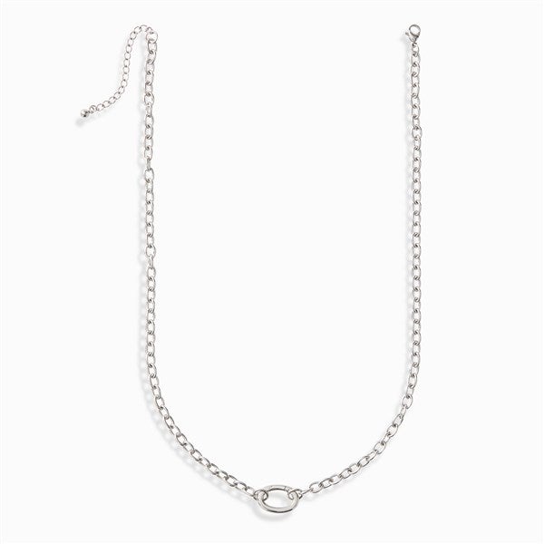 Cable Chain Charm Clasp Necklace in Silver - 55852