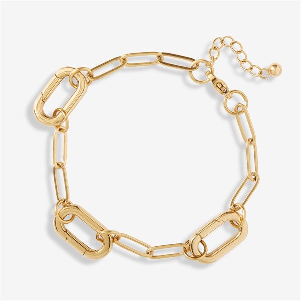 Paperclip Chain Charm Clasp Bracelet in Gold   - 55855