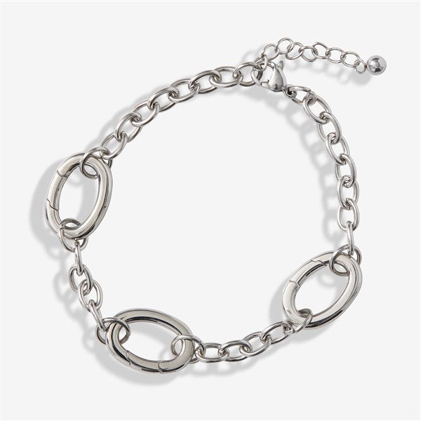 Cable Chain Charm Clasp Bracelet in Silver  - 55856