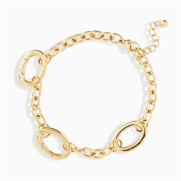 Cable Chain Charm Clasp Bracelet in Gold  - 55857