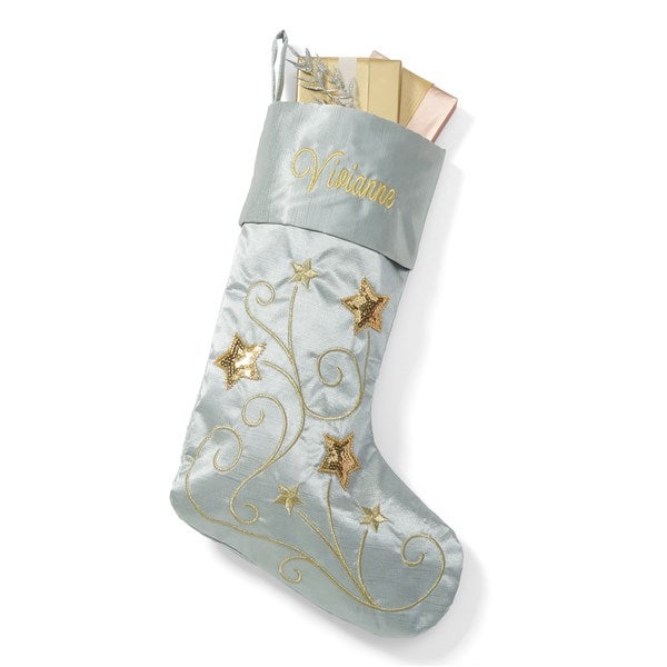 Embroidered Shooting Stars Stocking in Silver/Gold - 55888