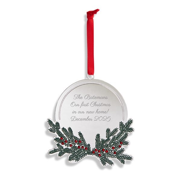 Engraved Round Wreath with Crystals Ornament - 55901