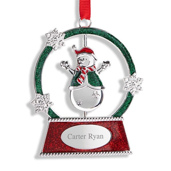 Engraved Spinning Snowman Globe Ornament - 56028