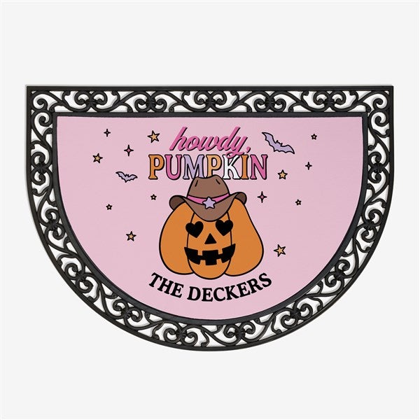 Kittenish Personalized Pinkoween Half Round Doormat - 56092