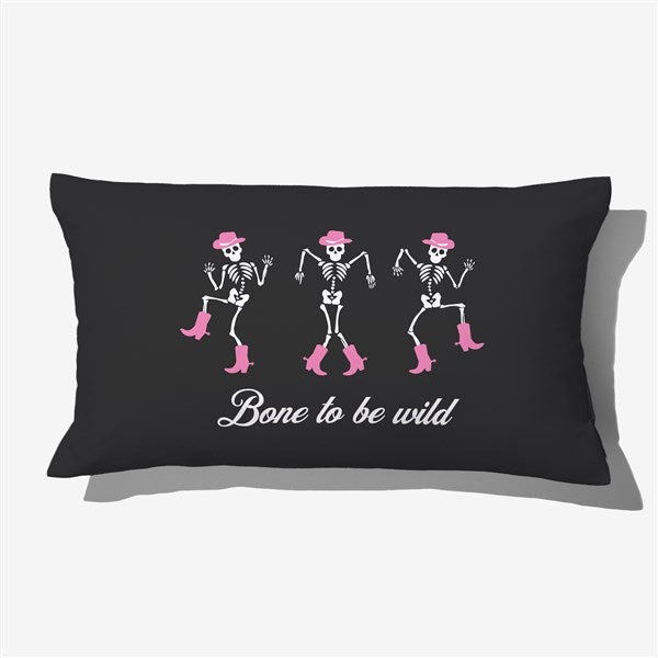 Kittenish Personalized Pinkoween Skeleton Lumbar Velvet Pillow - 56113