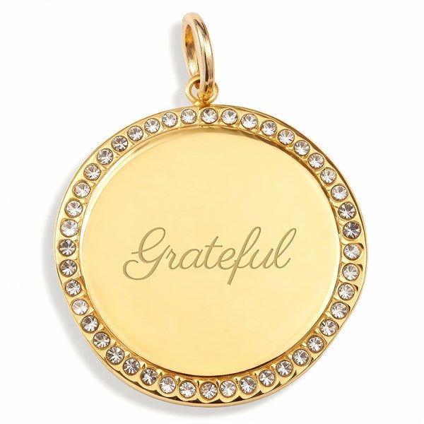 Engraved Jeweled Edge Disc Charm - 56418