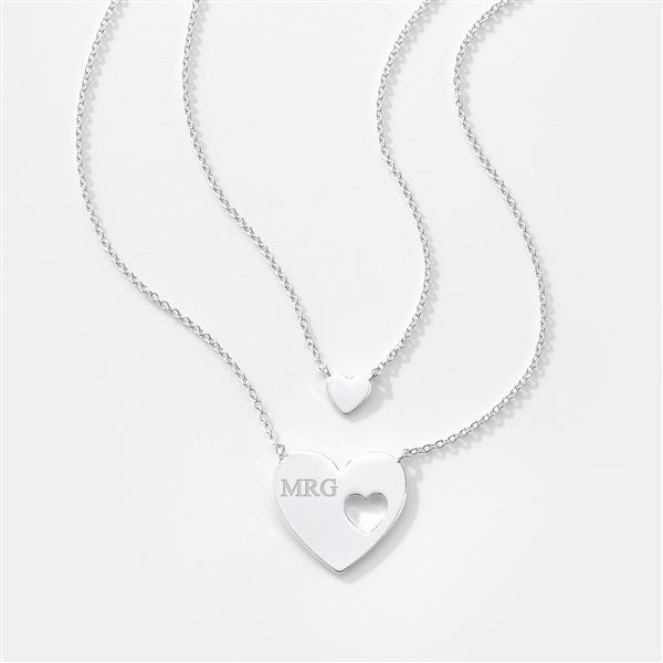 Engraved Big & Little Heart Necklace Set  - 56455