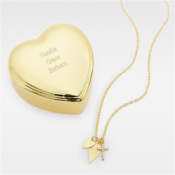 Engraved Heart Box and Multi Charm Necklace Set  - 56469